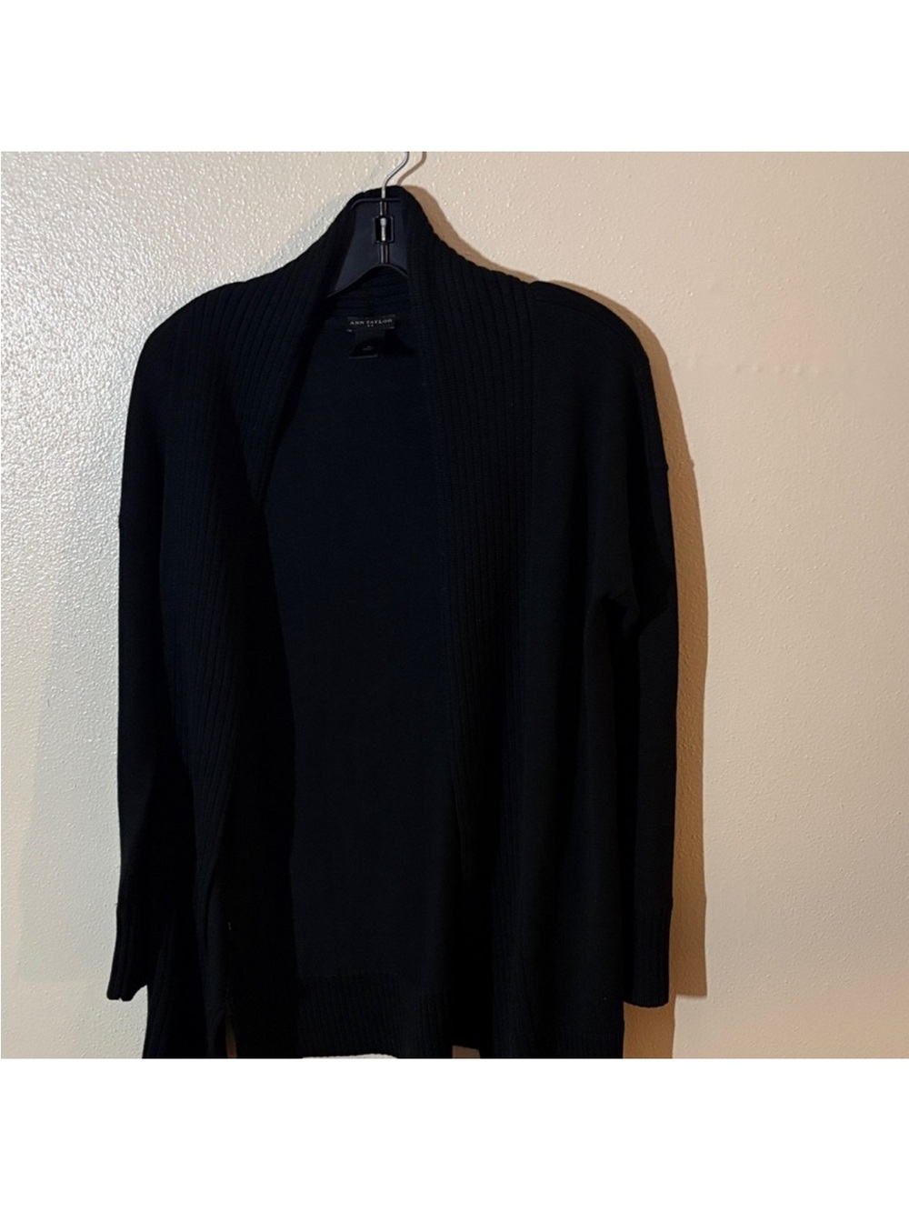 Ann Taylor Black Open Front Cardigan Sweater